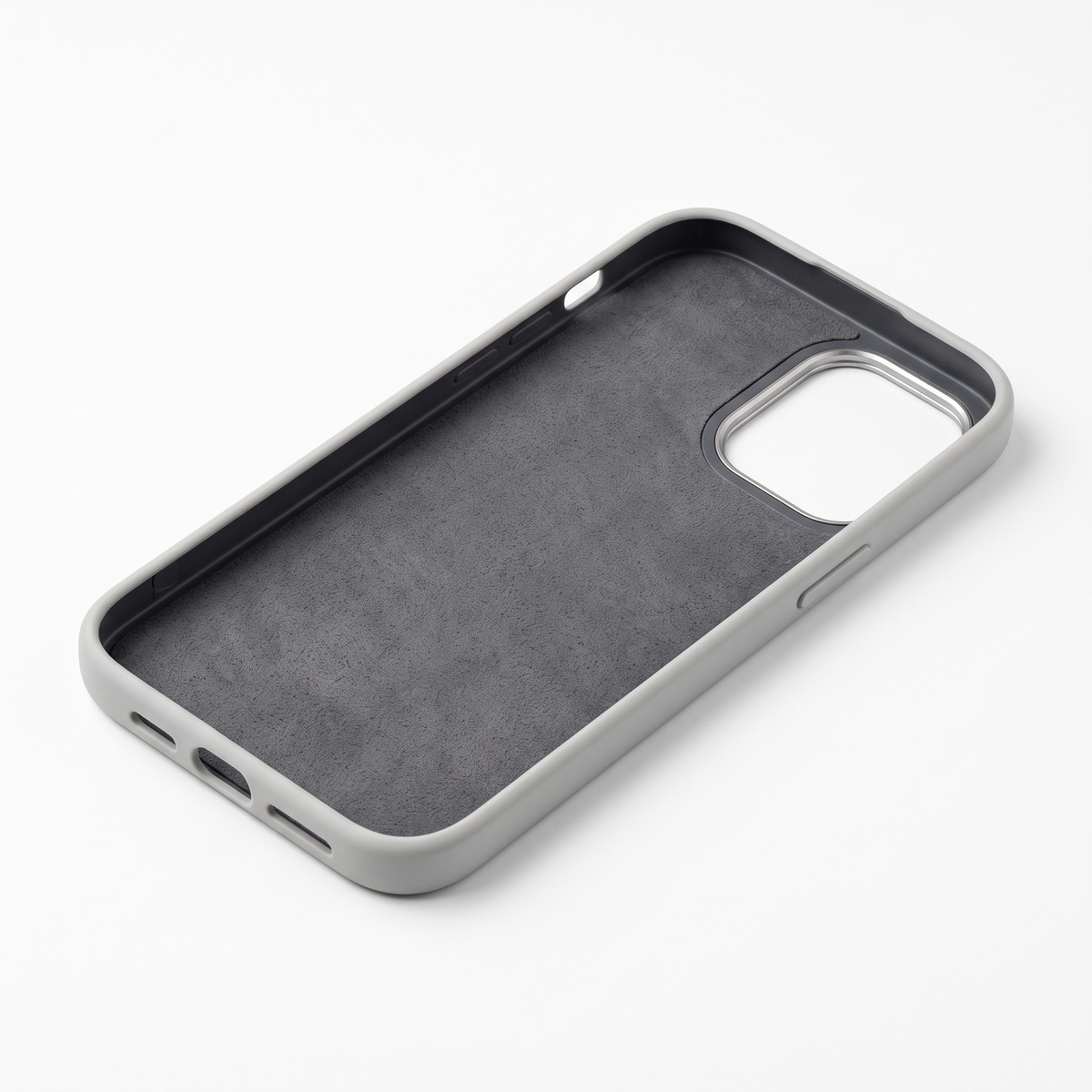 Soft-Touch Textured Case with Metal-Tone Camera Ring & Tactile Buttons - lined interior