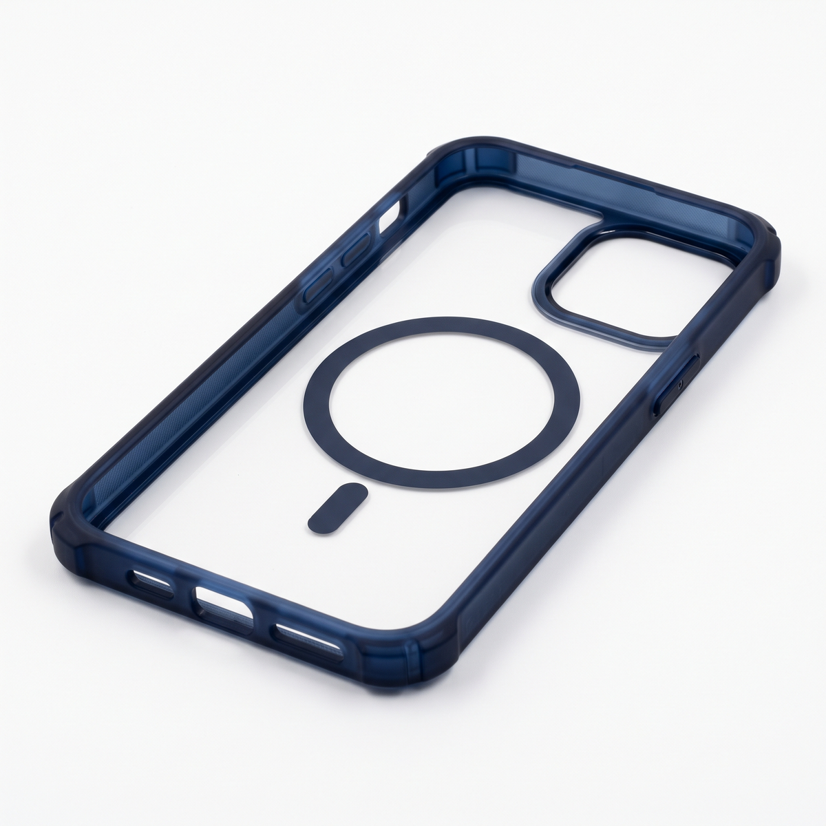 Translucent Magnetic Case with Navy Frame & Lens-Guard Border - interior and frame