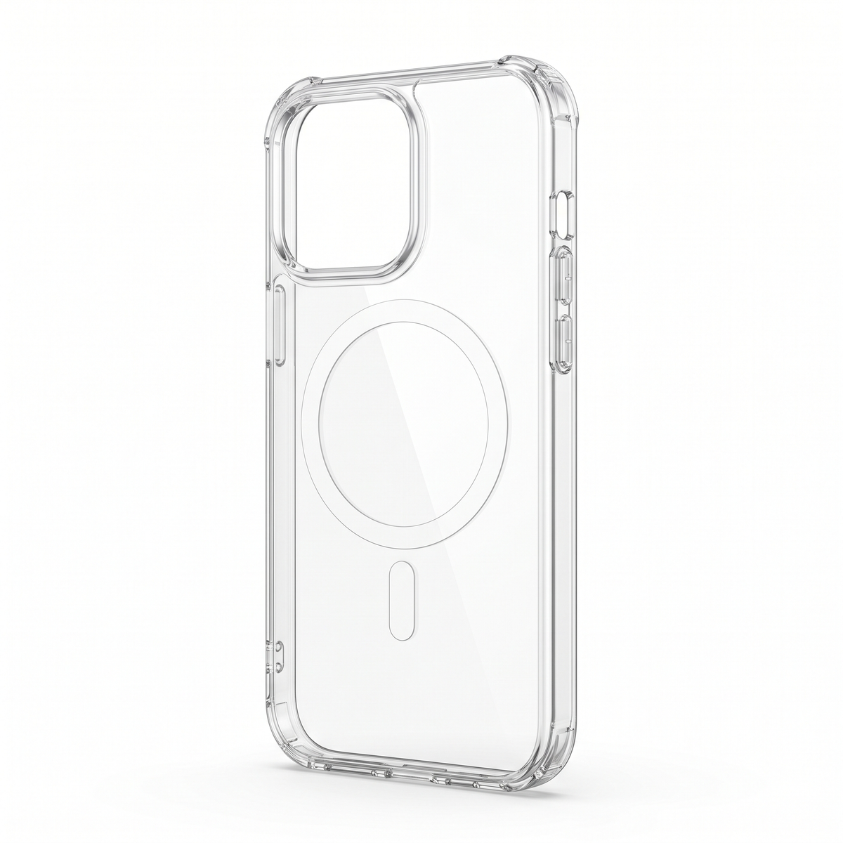 Clear Magnetic Protective Case with Reinforced Bumper & Precision Openings - three-quarter back view
