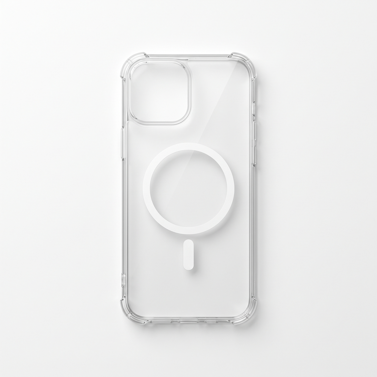 Clear Magnetic Protective Case with Reinforced Bumper & Precision Openings - back view with magnetic ring