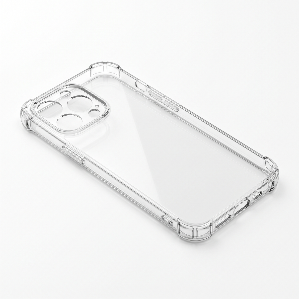 Crystal Clear Slim Case with Cushioned Corners & Raised Camera Rim - interior and corners