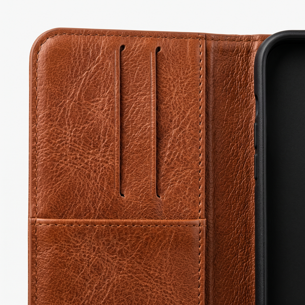 Folio Wallet Case with Dual Card Slots, Cash Pocket & Magnetic Tab - card slot detail