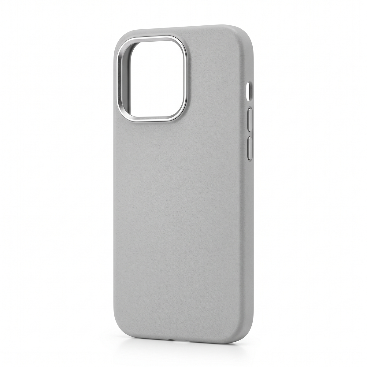 Soft-Touch Textured Case with Metal-Tone Camera Ring & Tactile Buttons - three-quarter back view