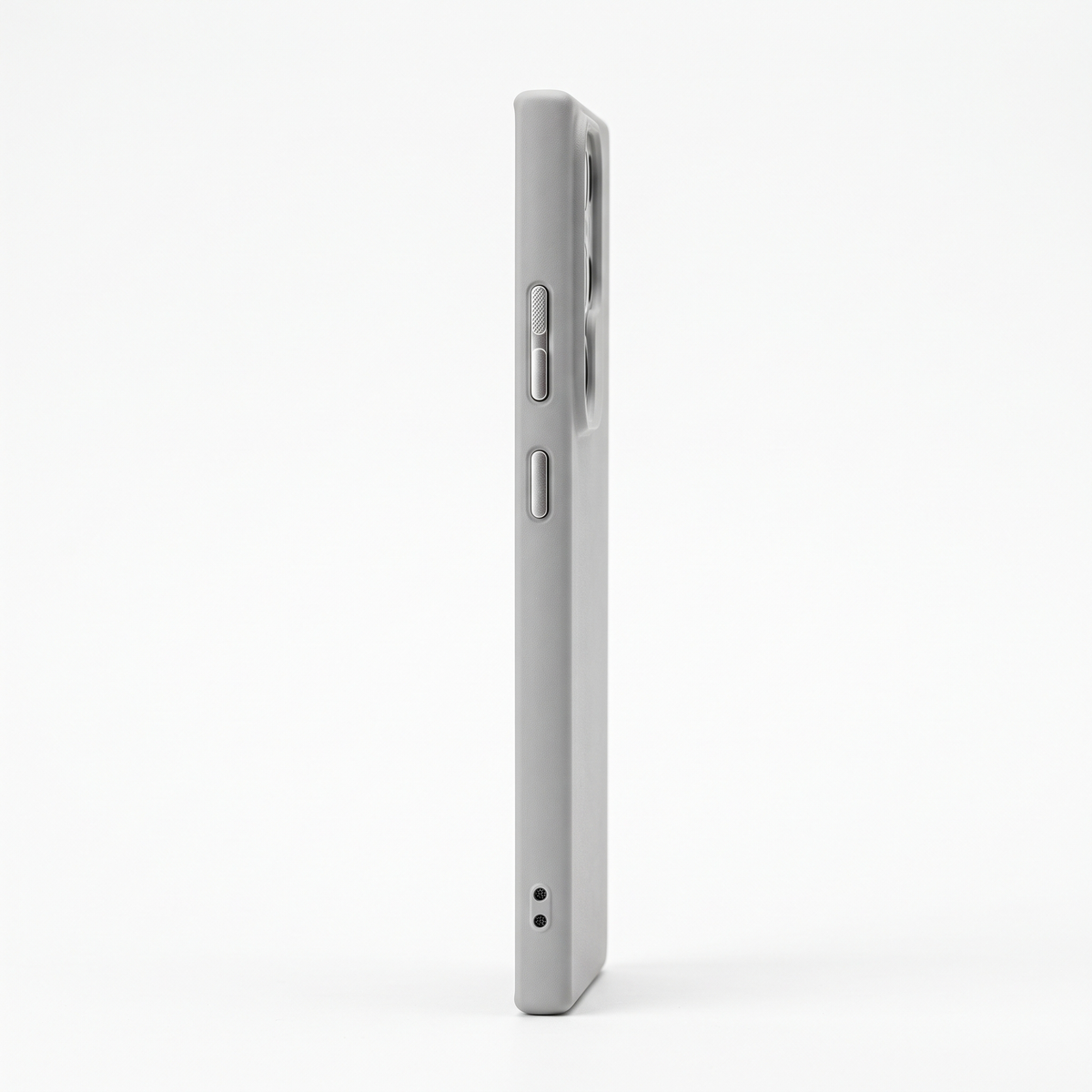 Soft-Touch Textured Case with Metal-Tone Camera Ring & Tactile Buttons - side profile