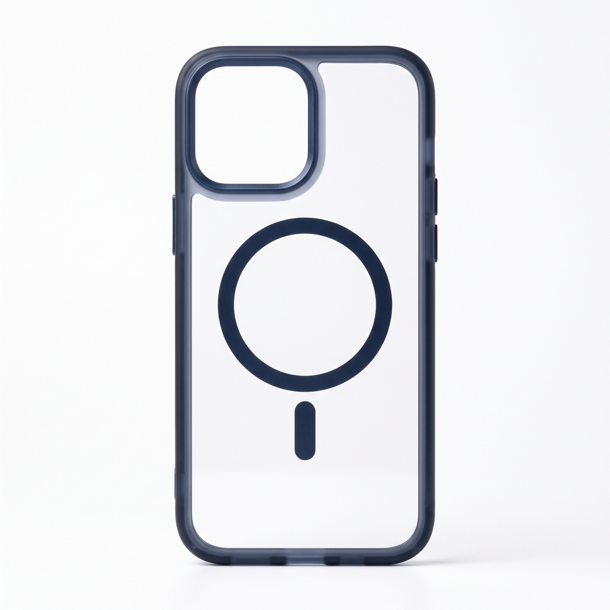 Translucent Magnetic Case with Navy Frame & Lens-Guard Border - back view with magnetic ring